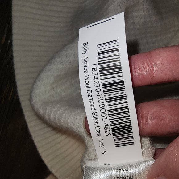 Quince Baby Alpaca-Wool Diamond Stitch Crew NWT White Small - Picture 8 of 8